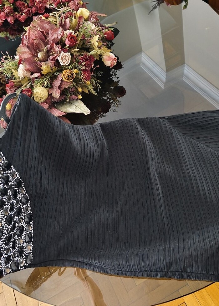 Abiye siyah tek omuz askılı  - Görsel 5