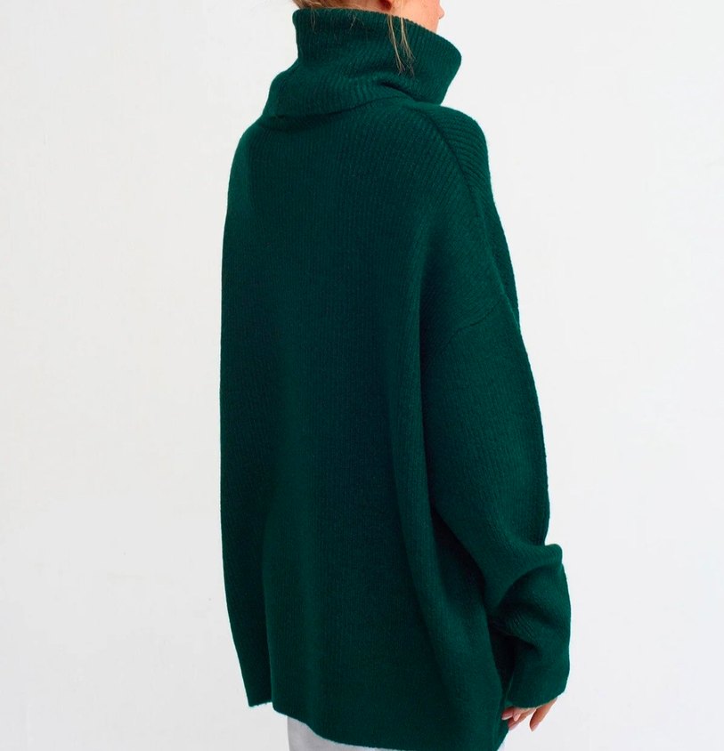 Nefti yeşili Boğazlı  Kadın Kazak - Görsel 2