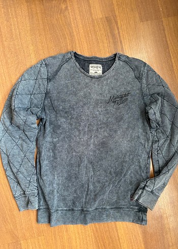 Gri Denim Erkek Sweatshirt Uzun Kollu
