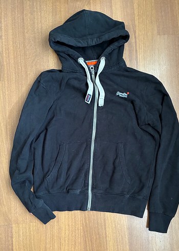 Siyah Kapüşonlu Fermuarlı Erkek Sweatshirt
