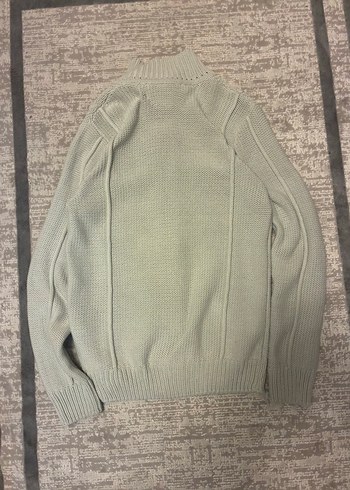 Gri Yüksek Yaka Örgü Erkek Hırka - Görsel 4