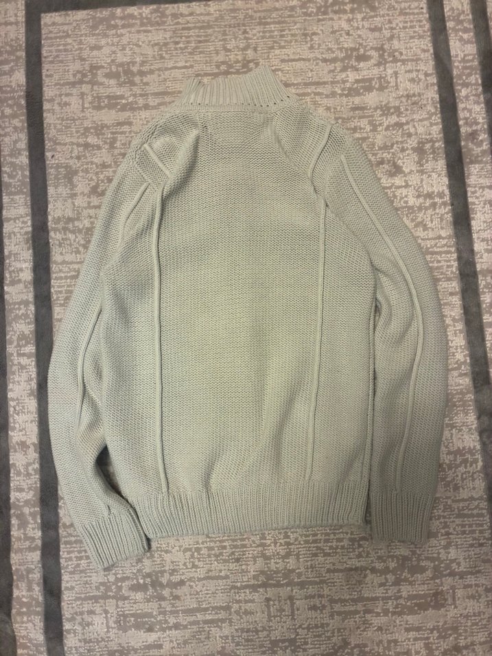 Gri Yüksek Yaka Örgü Erkek Hırka - Görsel 4