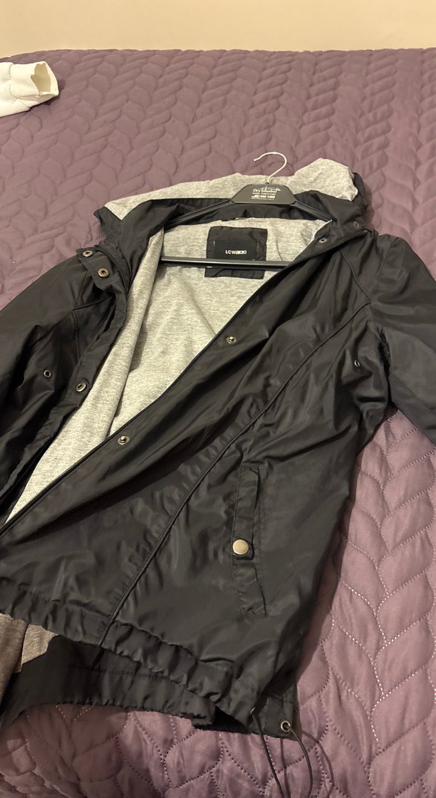 Gri Düğmeli Kadın Yağmurluk - Görsel 5