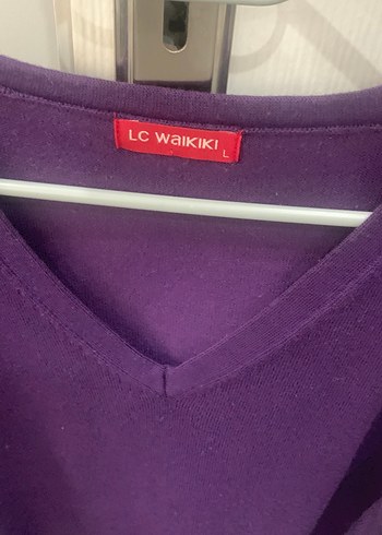 Mor V Yaka Kadın  triko kazak - Görsel 2