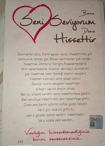Bana seni seviyorum deme hissettir