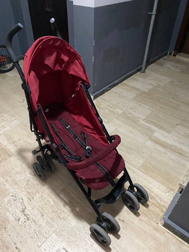 Koyu Kırmızı Bebek Arabası - Görsel 2