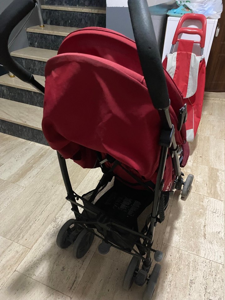 Koyu Kırmızı Bebek Arabası - Görsel 4