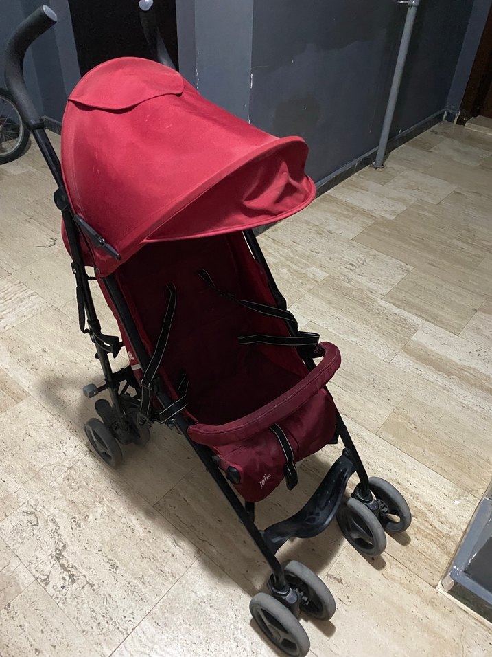 Koyu Kırmızı Bebek Arabası - Görsel 3