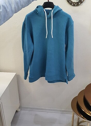 Unisex Kapşonlu Mavi sweatshirt sweat