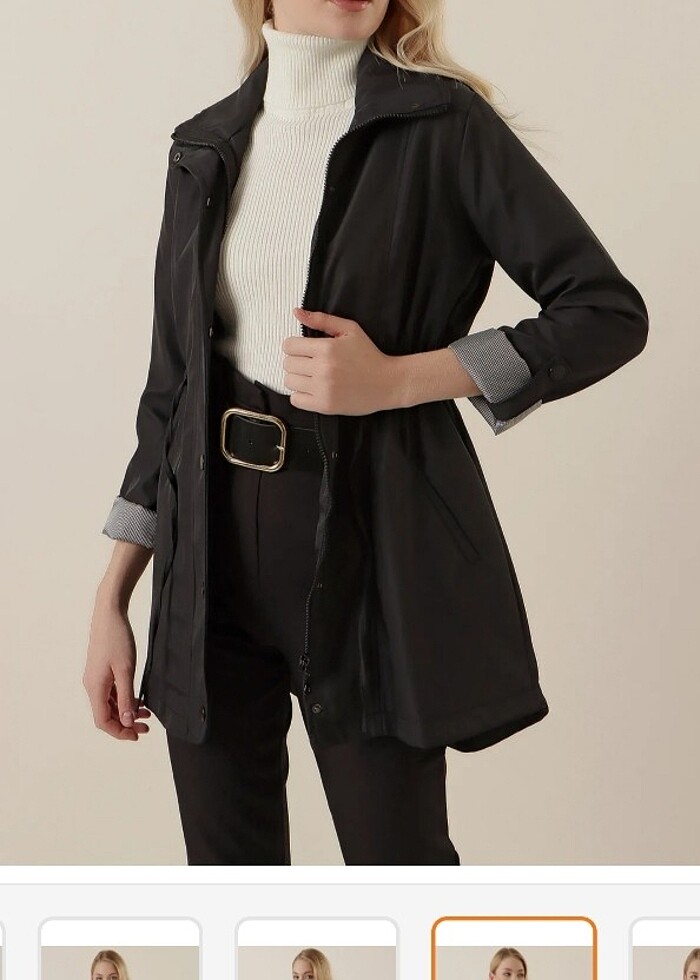 Bigdart Beli büzgülü trençkot - Görsel 2