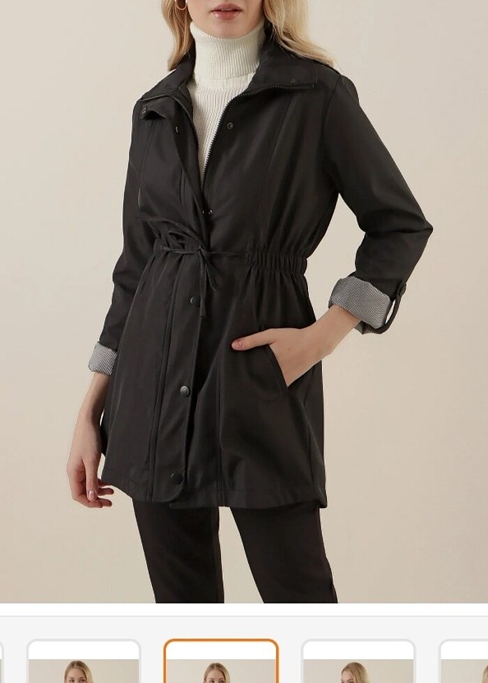 Bigdart Beli büzgülü trençkot - Görsel 3