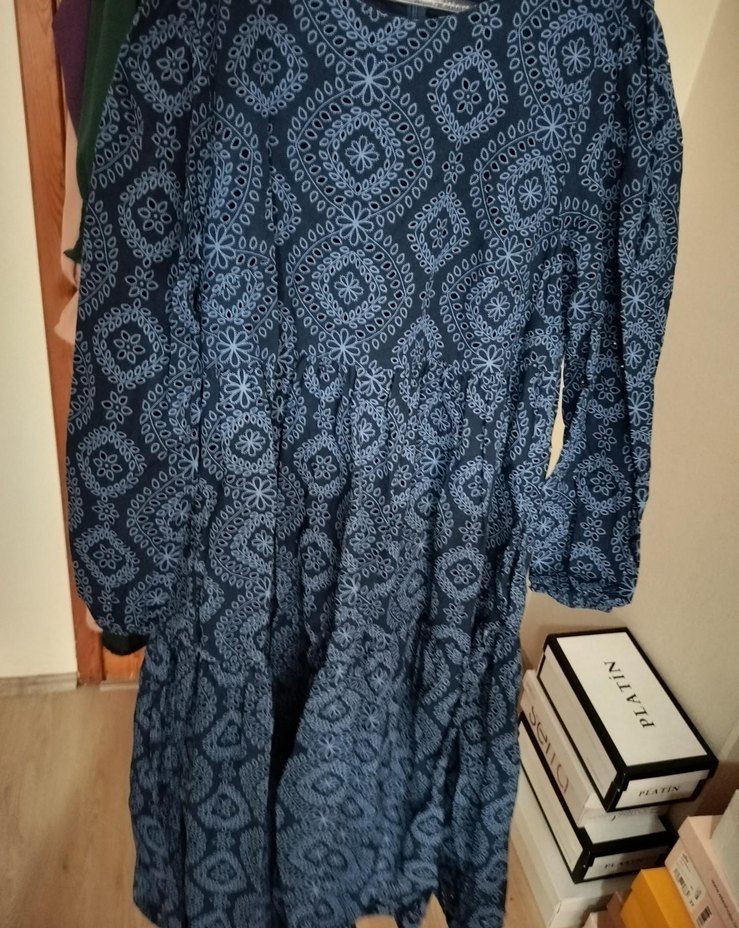 Lacivert Fisto midi elbise - Görsel 3