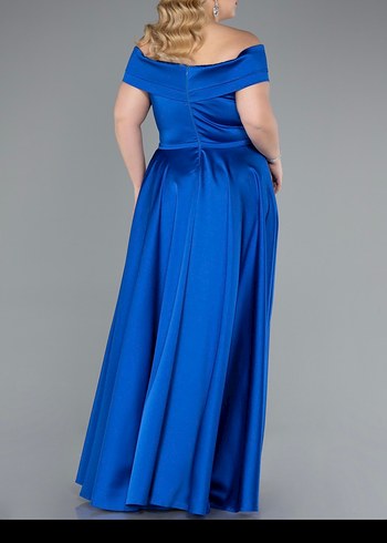 Mavi Drapeli Uzun Abiye Elbise - Görsel 2