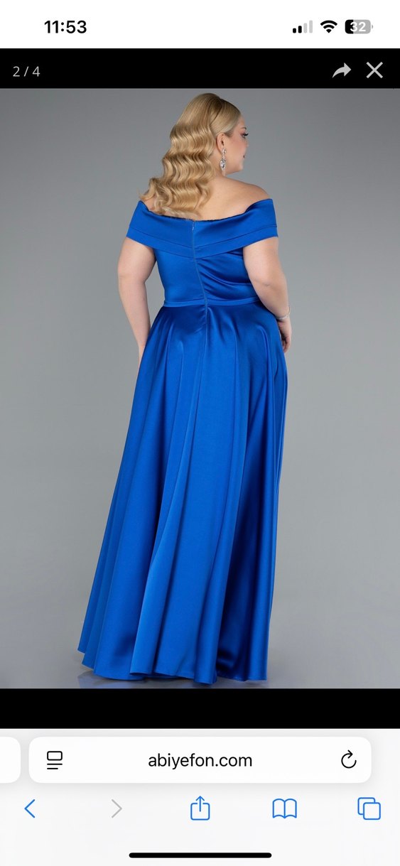 Mavi Drapeli Uzun Abiye Elbise - Görsel 2