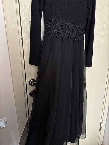 Parıltılı siyah abiye elbise - Görsel 2