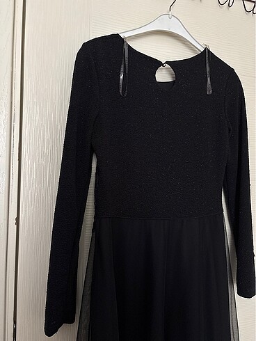 Parıltılı siyah abiye elbise - Görsel 5