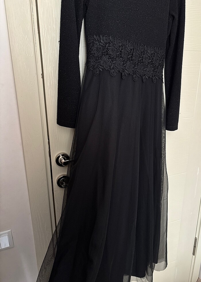 Parıltılı siyah abiye elbise - Görsel 2