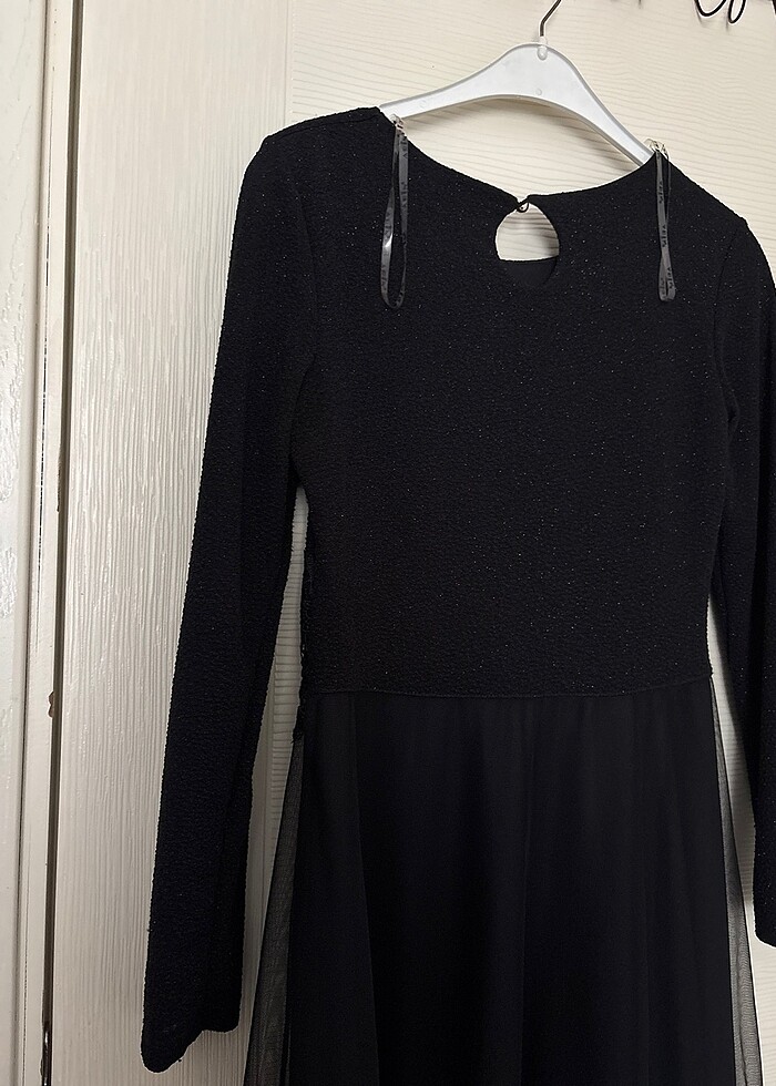 Parıltılı siyah abiye elbise - Görsel 5