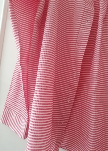 m Beden pembe Renk Düğmeli Pembe Keten Kadın Gömlek