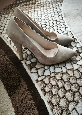 36 Beden Bej Süet Stiletto Kadın Ayakkabı