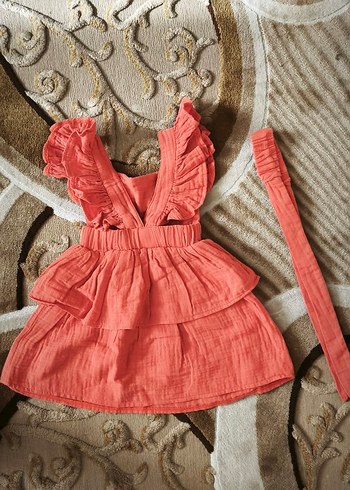 Zara Keten Kumaşlı Kız Çocuk Pembe Elbise