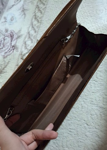 Kahverengi Pileli Kadın Abiye Çanta - Görsel 7