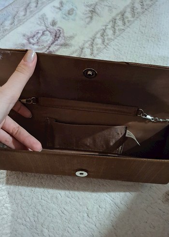 Kahverengi Pileli Kadın Abiye Çanta - Görsel 6