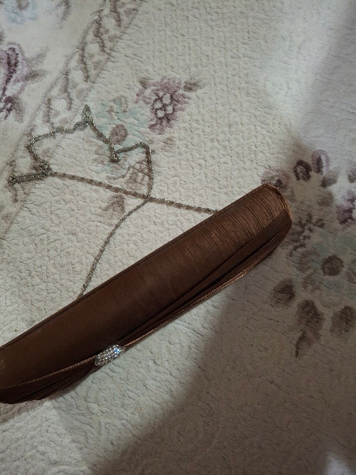 Kahverengi Pileli Kadın Abiye Çanta - Görsel 3