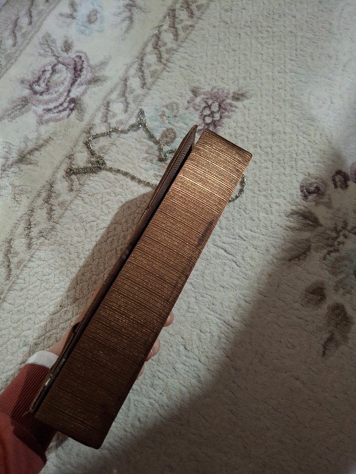 Kahverengi Pileli Kadın Abiye Çanta - Görsel 4