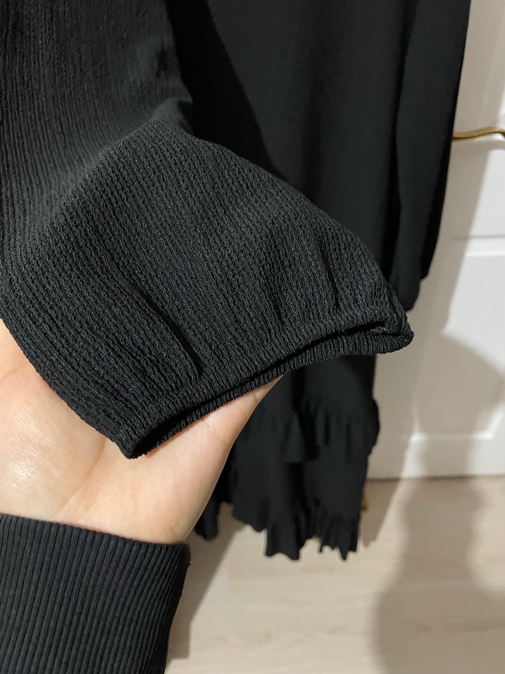 Kadın Siyah Uzun Kollu Triko Elbise - Görsel 2