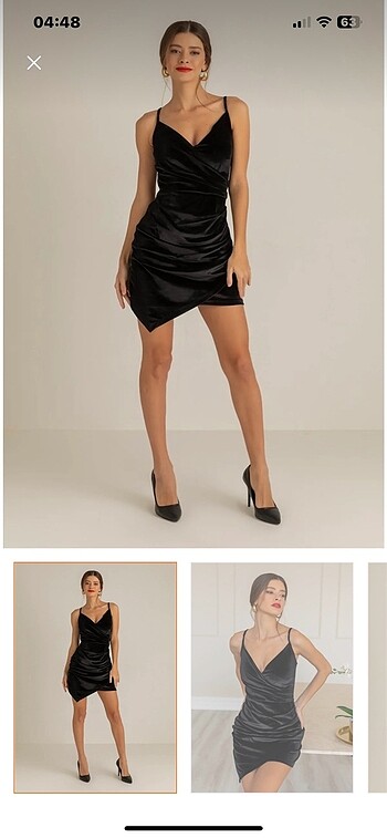 universal Beden KADİFE AYARLANILABİLİR ASKILI DRAPE ELBİSE