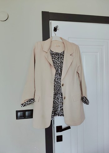 Bej Kadın Midi Blazer Ceket