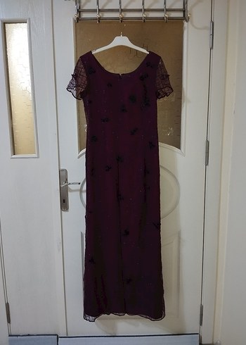 Vintage Bordo Uzun Abiye Elbise