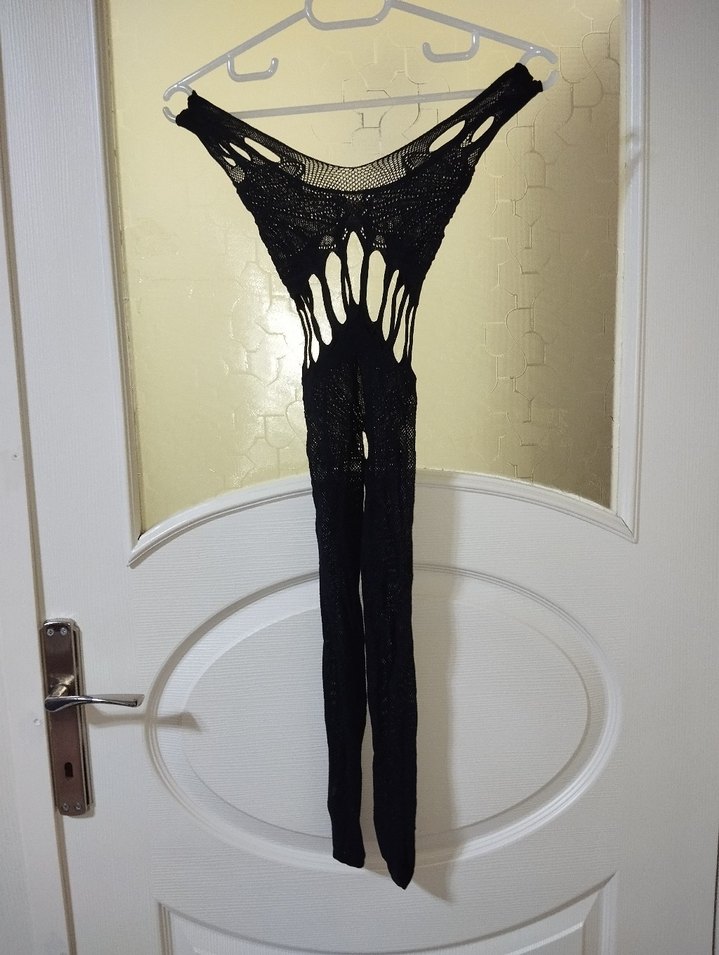 Yılan Desenli Siyah Gotik Midi İç Çamaşırı - Görsel 2