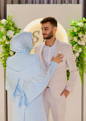 Abiye Tesettür işlemeli tasarım nişan elbisesi abiyesi