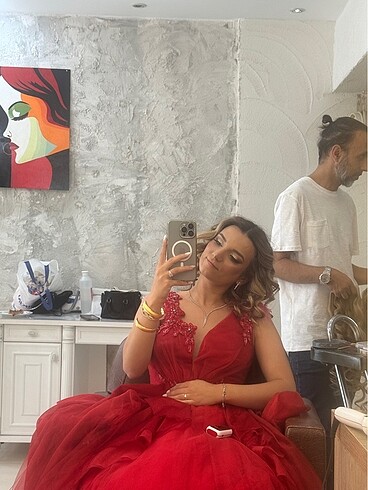 m Beden Kırmızı kına elbisesi