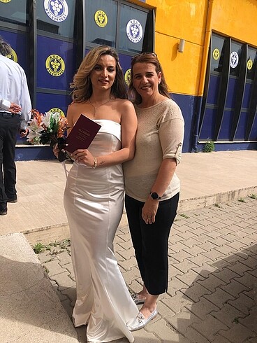 m Beden beyaz Renk Beyaz Saten nikah elbisesi