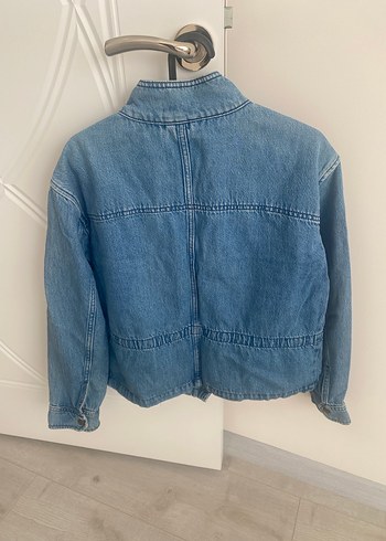 Düğmeli Mavi Kadın Denim Ceket - Görsel 3