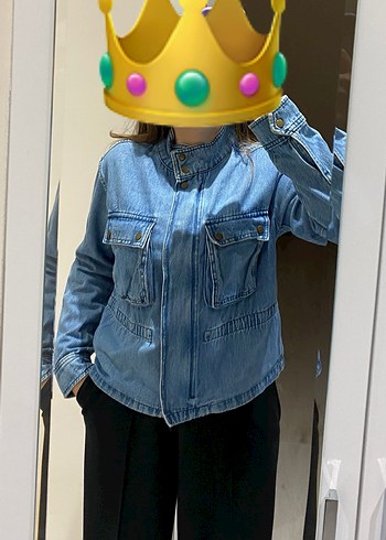 Düğmeli Mavi Kadın Denim Ceket - Görsel 4