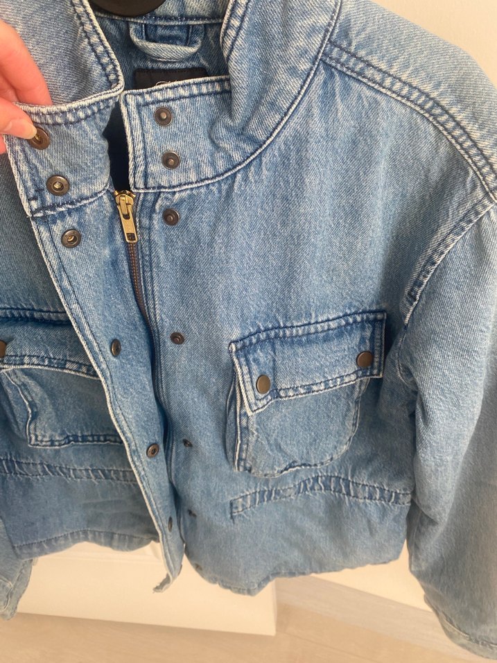 Düğmeli Mavi Kadın Denim Ceket - Görsel 2