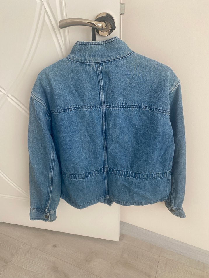 Düğmeli Mavi Kadın Denim Ceket - Görsel 3