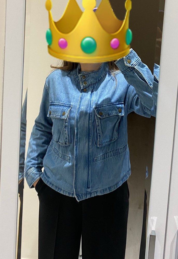 Düğmeli Mavi Kadın Denim Ceket - Görsel 4