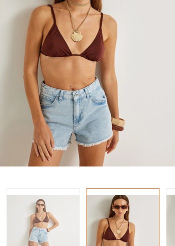 Düğmeli Salaş Mini Kot Şort - Görsel 5