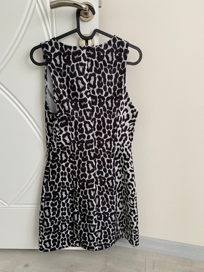 Kolsuz Yılan Desenli Koton Midi Elbise - Görsel 2