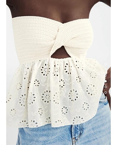 Zara straplez yazlık bluz