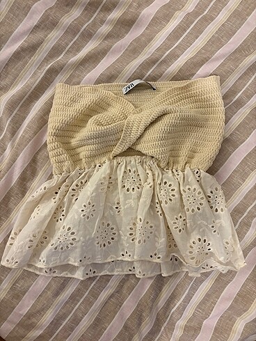 xs Beden ten rengi Renk Zara straplez yazlık bluz