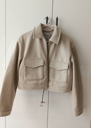 Bershka Notched Yaka Crop Kalın Ceket