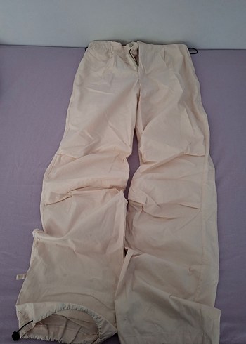 Bej Rahat Kesim parşüt Kadın Pantolon