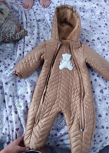 Kahverengi Kürklü Kapüşonlu Bebek Tulumu - Görsel 2