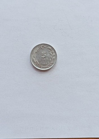 Gumus Renkli 5 Liralik Antika Para